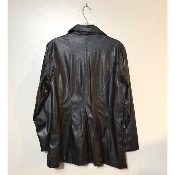 NWT Vtg Jennifer J Womens Black Faux Leather Button-Up Jacket 2X - Picture 3 of 8